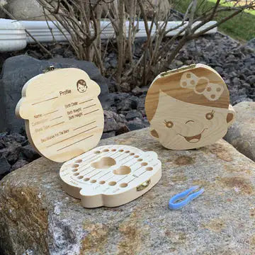 Wooden Teeth Organiser Keepsake Box