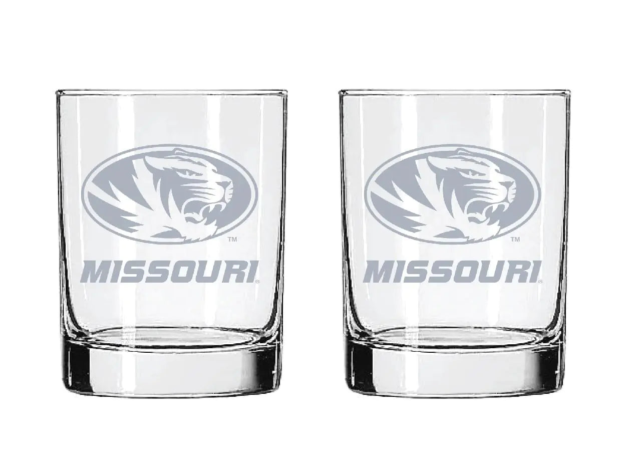 2-Sided Satin Finish Rock (or Whiskey) Glass - Set of 2 (Missouri Tigers)